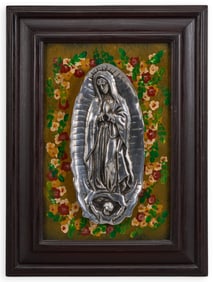 Virgin de Guadalupe Folk Art Metal Relief