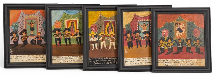 (5) Mariachi Paintings on Tin