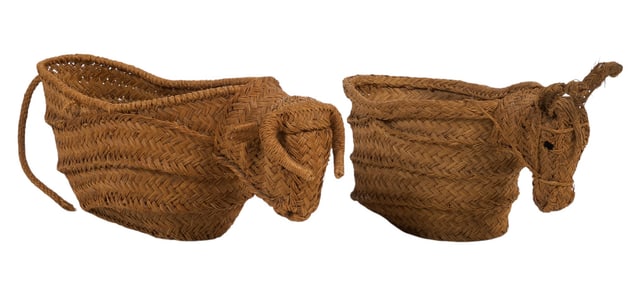 Woven Bull and Donkey Baskets