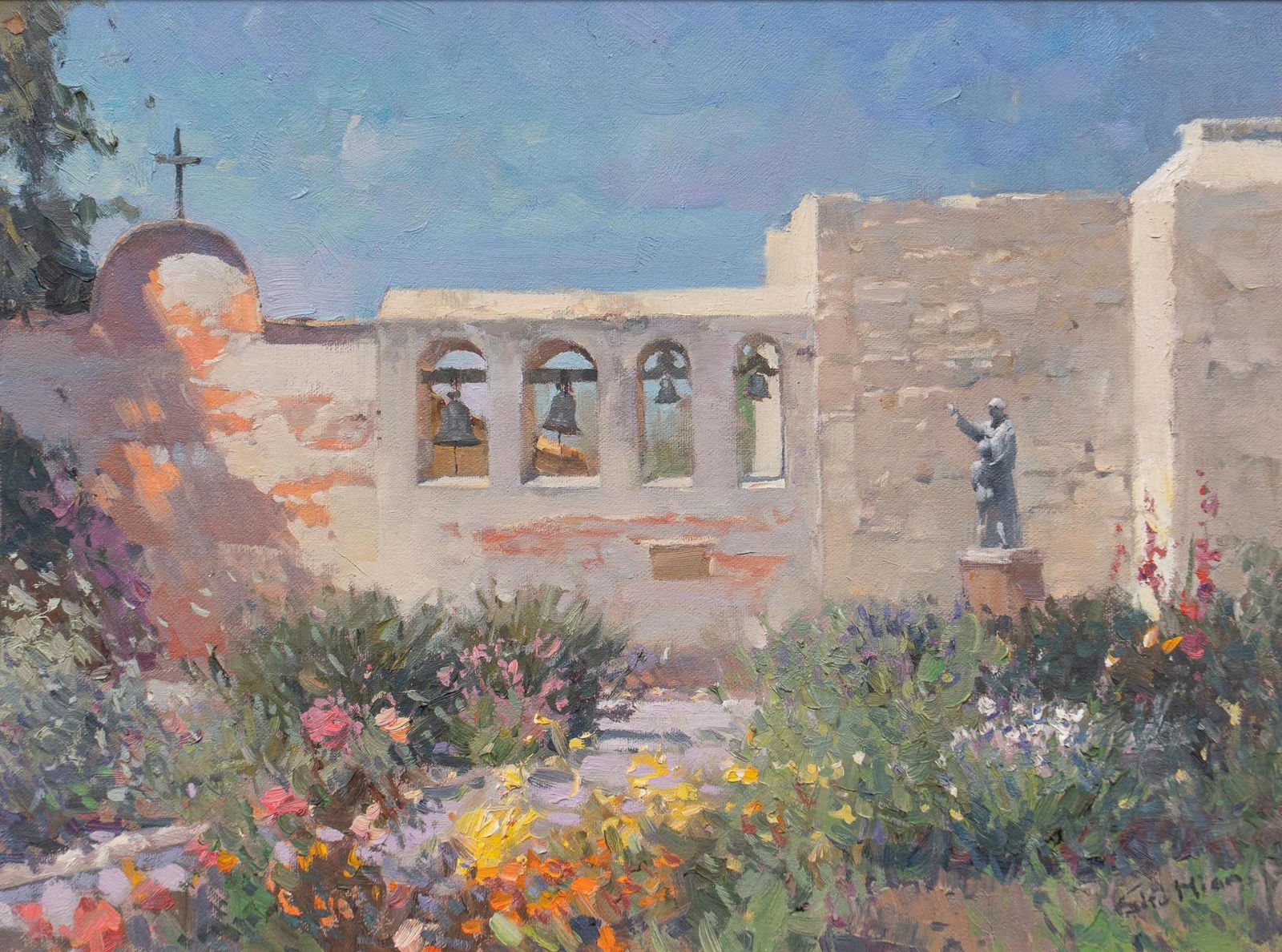 Mian Situ, Mission Courtyard: Mian Situ (California / China, b. 1953), Mission courtyard scene, oil on canvas sight: 12 x 16 in., frame: 17 x 20.5 in. Provenance: Property from a home in San Antonio, Texas