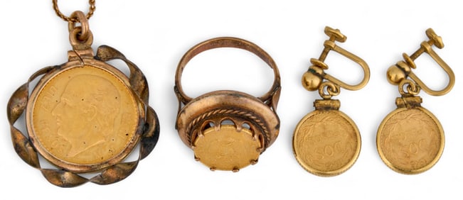 Mexican Gold Coin Jewelry Suite