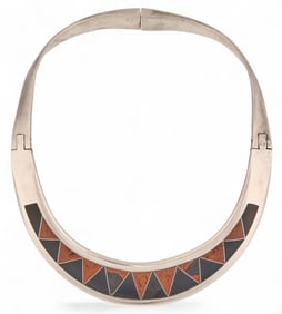 Mexican 950 Silver Onyx Cuff Necklace