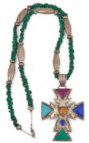 Sterling Silver Gemstone Cross Necklace