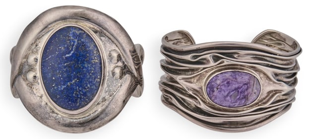 (2) Sterling Silver Gemstone Cuffs