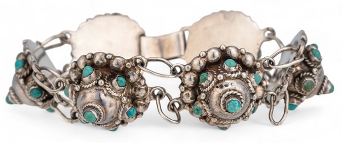 Mexican Sterling Silver Turquoise Bracelet