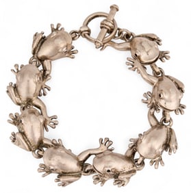 Sterling Silver Frog Charm Bracelet