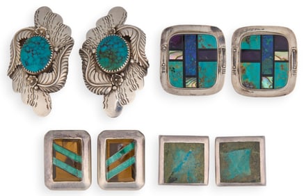(4) Pairs of Sterling SIlver Turquoise Earrings