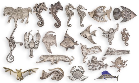 Collection of Sterling Silver Animal Brooches