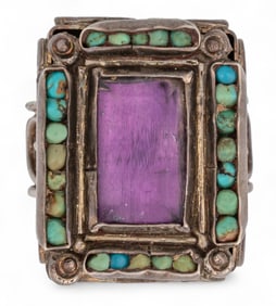 Matilde Poulat Sterling Silver Turquoise and Amethyst Ring