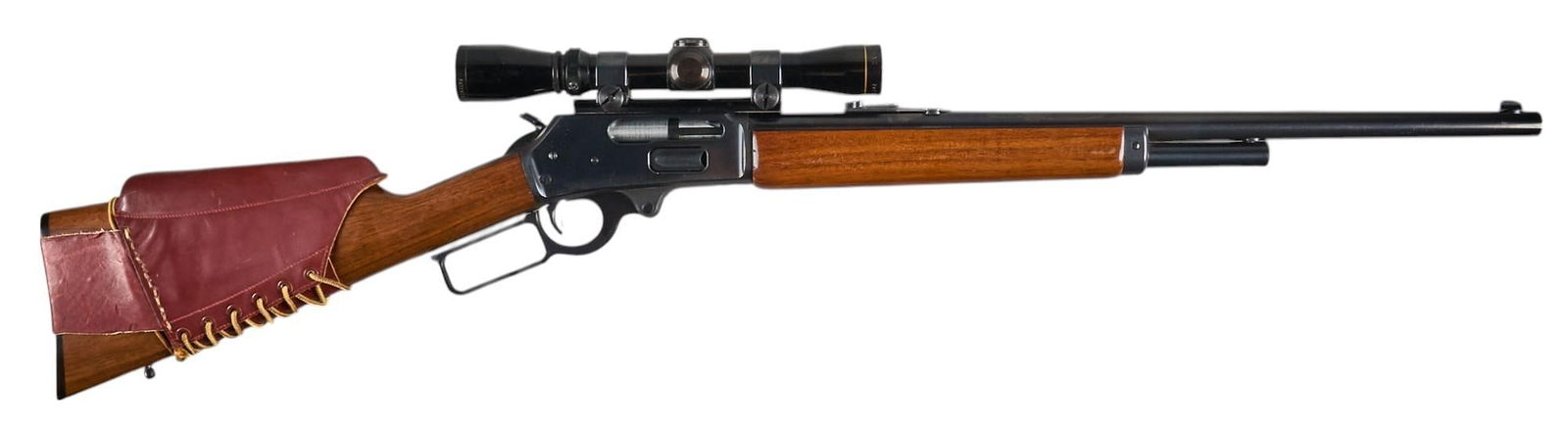 Marlin Model 1895 45-70 Gov't Lever Action Rifle: Serial: B010021 Manufacturer: Marlin Model: 1895 Caliber: 45-70 Gov't Barrel length: 22 in. OAL: 40.5 in. Condition: Good; stock & forend have light wear & handling marks with pressure den