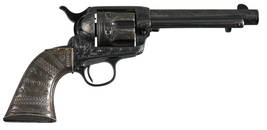 Beautiful Engraved Colt 1873 SAA 45 LC Revolver W/ Letter and Silver Grips