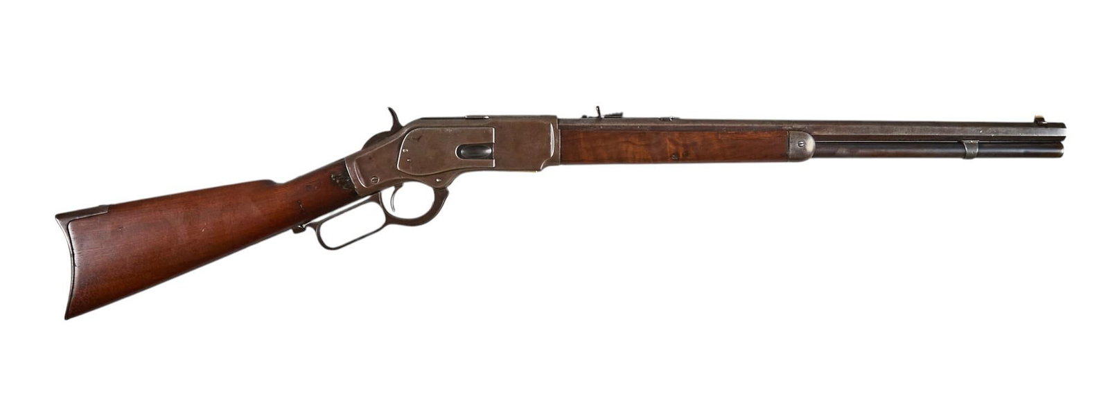 Desirable Winchester 1873 44 WCF Lever Action Short Rifle W/ Letter: Serial: 684737 Manufacturer: Winchester Repeating Arms Co. (c. 1911) Model: 1873 (Third Model) Caliber: 44 WCF Barrel length: 20 in. OAL: 39.25 in. Condition: Good; wood stock & forend have modera