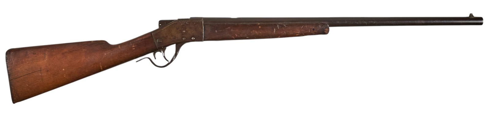 Antique Sharps-Borchardt Model 1878 Falling Block Sporting Rifle: Serial: 9428 Manufacturer: Sharps Rifle Co. (c. 1878-1881) Model: 1878 Caliber: 40 Cal. Barrel length: 26 in. OAL: 42.5 in. Condition: Fair-Antique; wood stock has wear & patina commensurate w/ ag