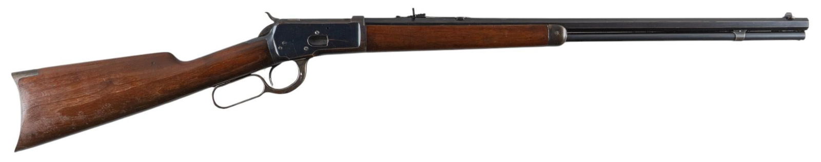 Winchester Model 1892 32 WCF Lever Action Rifle: Serial: 293810 Manufacturer: Winchester (c. 1905) Model: 1892 Caliber: 32 WCF (32-20) Barrel length: 24 in. OAL: 41.75 in. Condition: Good; stock & forend have light-moderate wear & handling m