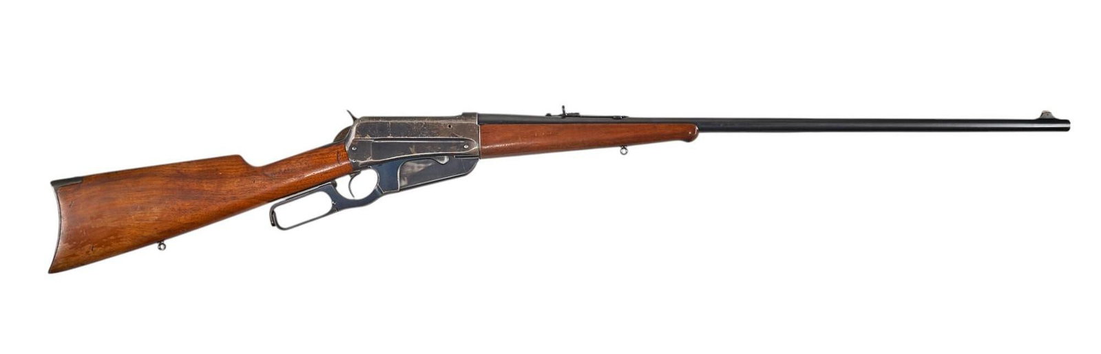 Winchester Model 1895 303 Brit. Lever Action Rifle: Serial: 77000 Manufacturer: Winchester (c. 1915) Model: 1895 Caliber: 303 British Barrel length: 28 in. OAL: 46.25 in. Condition: Good; stock & forend have light wear & handling marks with lig