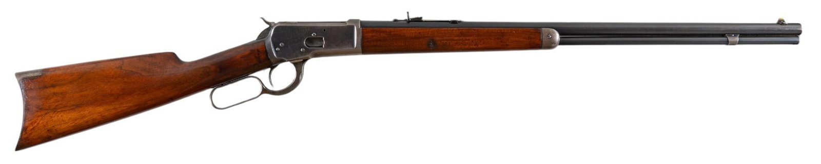Winchester Model 1892 32 WCF Lever Action Rifle: Serial: 2753057 Manufacturer: Winchester (c. 1904) Model: 1892 Caliber: 32 WCF Barrel length: 24 in. OAL: 42 in. Condition: Good; stock & forend have light wear & handling marks with a large d