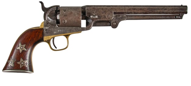 Antique Colt 1851 Navy 36 Cal. Revolver W/ Silver Mounted Grips