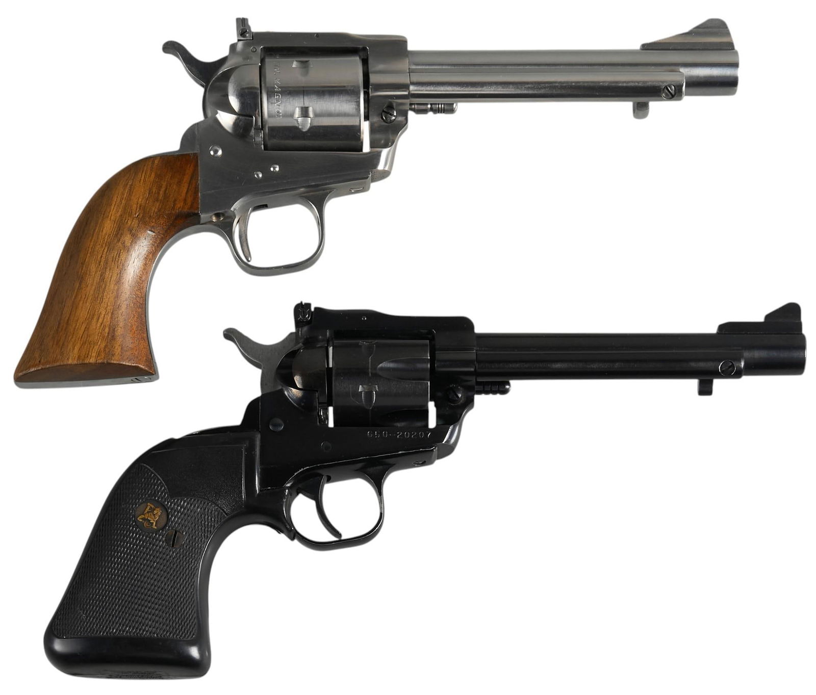 Ruger Single-Six and Uberti Virginian Revolvers: Serial: (1) 650-20207; (2) 66351 Manufacturer: (1) Sturm, Ruger & Co. Inc.; (2) Uberti-Italy / Interarms Model: (1) New Single-Six; (2) Virginian Caliber: (1) 32 H&R; (2) 22 Mag Barrel length: