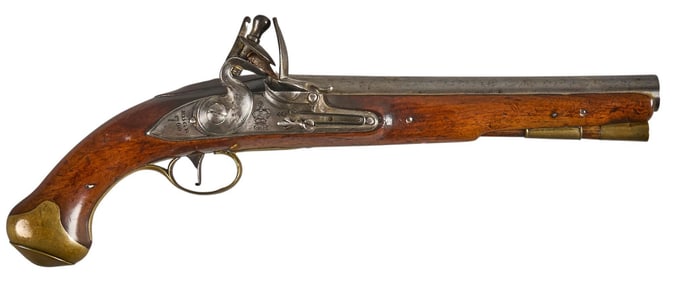 1760 Dated Edge Marked British 17 Bore Flintlock Pistol
