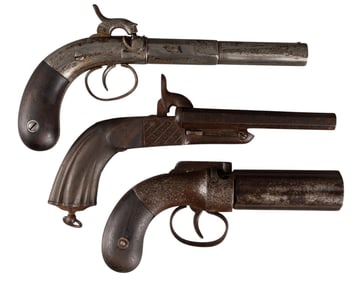 Collection of 3 Antique Gambler Pistols