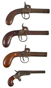 Lot of 4 Antique Percussion Pocket Parlor Pistols