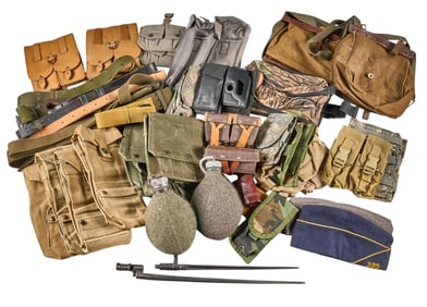 Collection of Mixed Military Surplus Gear, Bags, Pouches, Bayonets