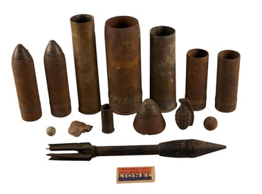 Collection of 13 Mixed Inert Military Ordnance
