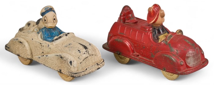 (2) 1940s Disney Rubber Car Toys