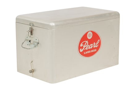 Vintage Pearl Lager Beer Metal Cooler with Tray