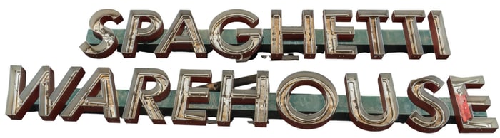 Monumental "Spaghetti Warehouse" Metal Sign