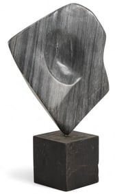Abstract Carved Stone Sculpture on Base