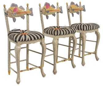 (3) Mackenzie-Childs Fish Chairs