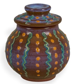 Harding Black, Squiggle Dot Lidded Jar, 1989