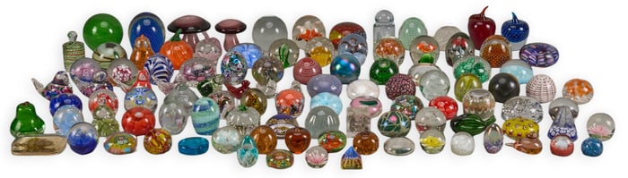 Large Collection of Art Glass Paper Weights