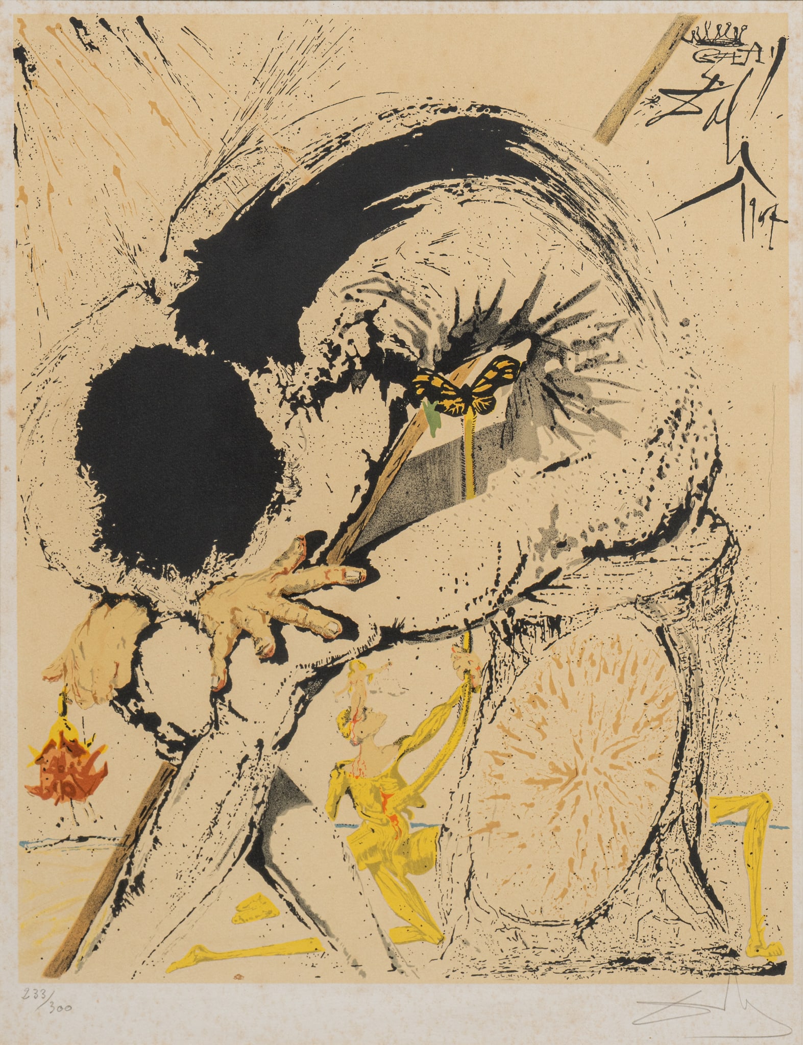 Salvador Dali, "Don Quixote Overwhelmed": Salvador Dali (Spain / France, 1904-1989), "Don Quixote Overwhelmed", signed and numbered lithograph, ed. 233/300