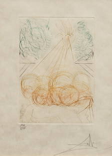 Salvador Dali, "Cymbellino": Salvador Dali (1904-1989, Spain / France), &quot;Cymbellino&quot;, signed and numbered etching on paper, ed. 170/250 plate: 6.5 x&nbsp;5 in., frame: 19 x&nbsp;14 in. Provenance: Property from a home i