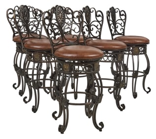 (6) Leather Bar Stools