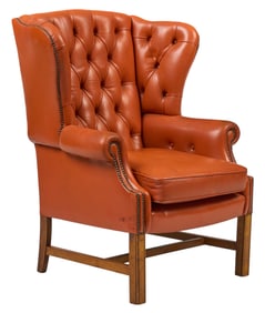 Leather Tufted Wingback Armchair
