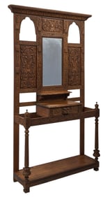 Carved English Hall Tree