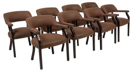 (8) Studded Leather Chairs