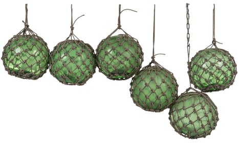 (6) Vintage Green Glass Fishing Floats