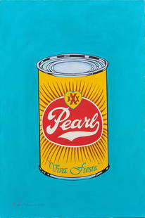 Gilbert Duran, Pearl Beer - Viva Fiesta: Gilbert Duran (San Antonio, Texas, 1947-2023), Pearl Beer "Viva Fiesta", 2016, oil on stretched canvas, not framed size: 36 x 24 in.