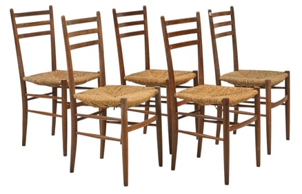(5) Rustic Ladder-Back Chairs