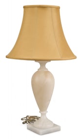 Alabaster Table Lamp with Fabric Shade