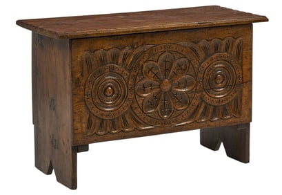 Carved Wood Chest with Floral Design