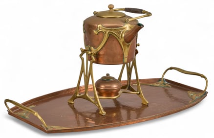 Vintage Copper Coffee Pot and Tray
