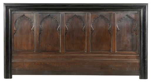 Carved Dark Wood Headboard
