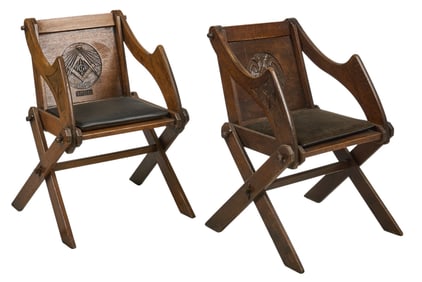 Pair of Masonic Folding Chairs
