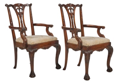Pair of Chippendale Style Armchairs
