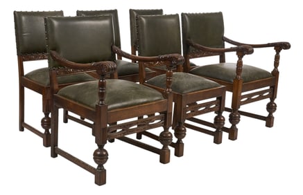 Set of (6) Leather Dining Chairs
